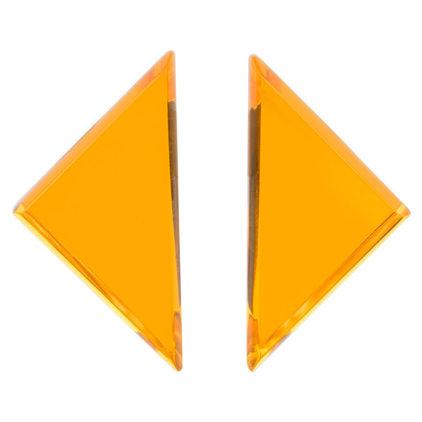 Kaso Orange Lucite Geometric Clip Earrings For Sale