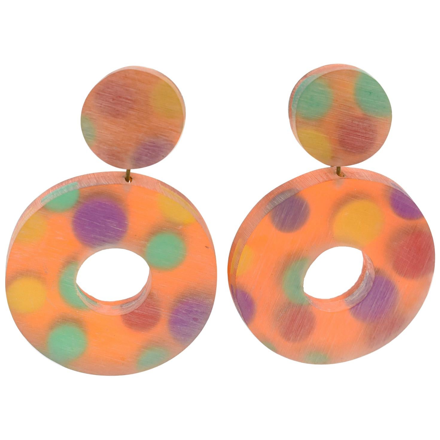 Colorful Modern Mobile Sculptural Statement Earrings at 1stDibs
