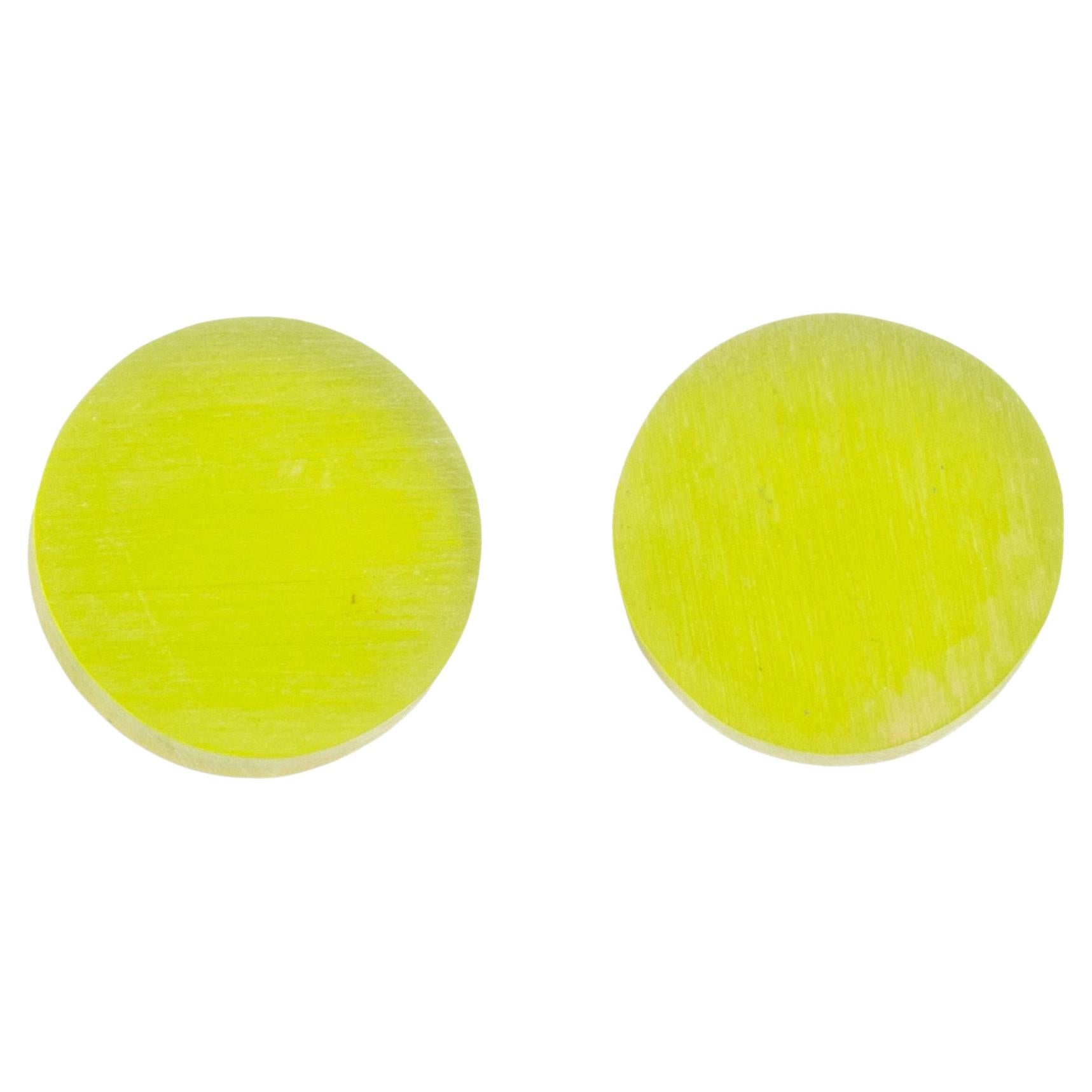 Kaso Pistachio Green Lucite Acrylic Resin Button Clip Earrings