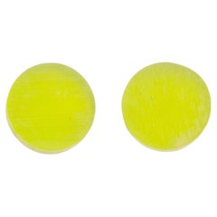 Kaso Pistachio Green Lucite Acrylic Resin Button Clip Earrings