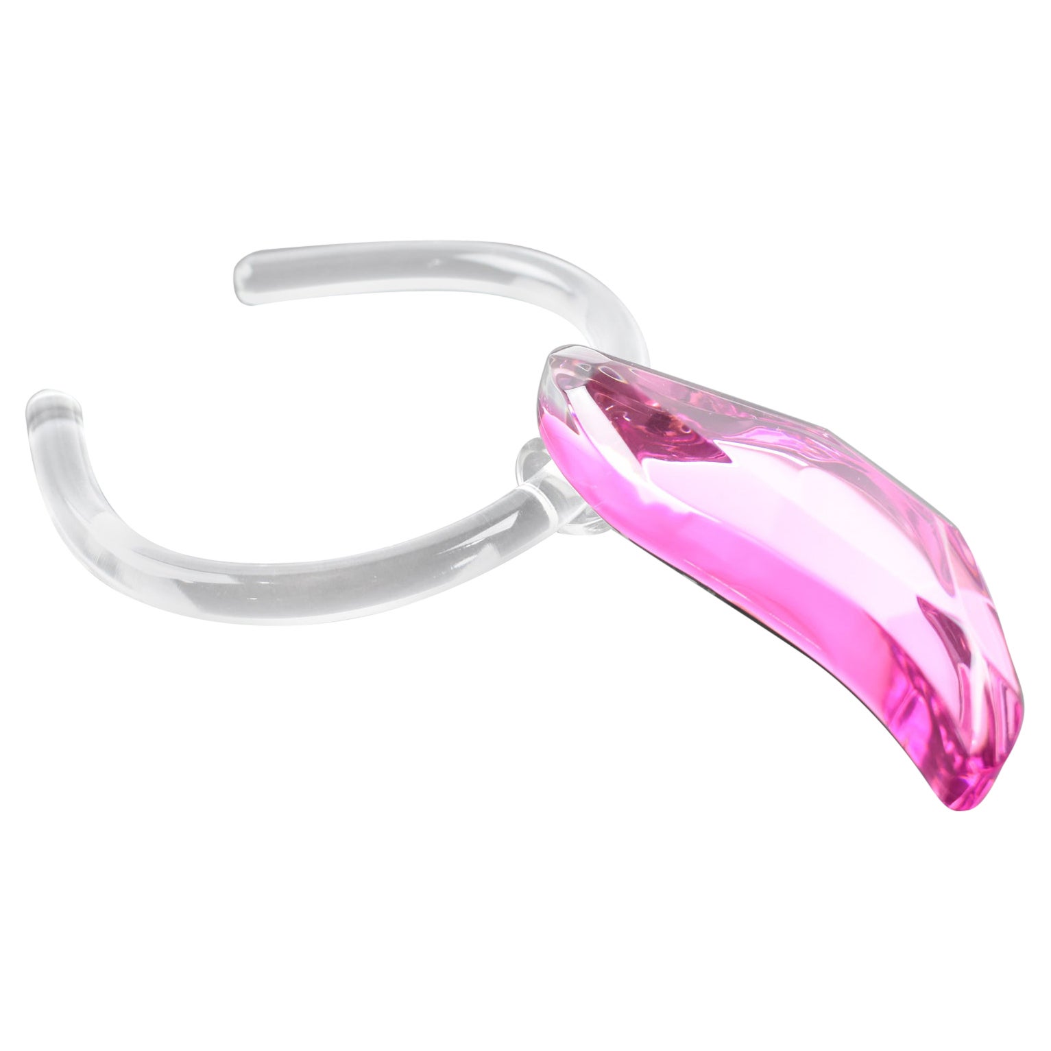 Collar gargantilla escultural de resina acrílica rígida rosa Kaso en venta