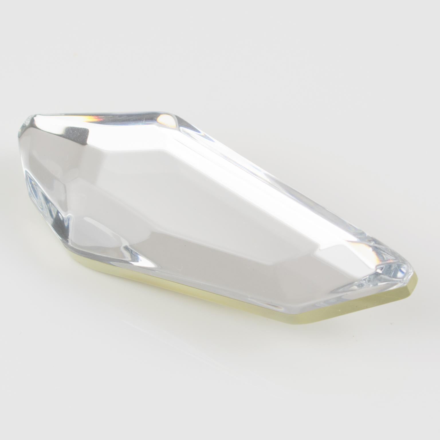 Spilla asimmetrica in acrilico a forma di cubo di ghiaccio con effetto specchio Kaso Silver 3
