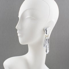 Kaso - Boucles d'oreilles clips en lucite avec miroir en argent