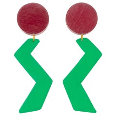 Kaso - Boucles d'oreilles à clip en résine acrylique sculptée et brossée ZigZag