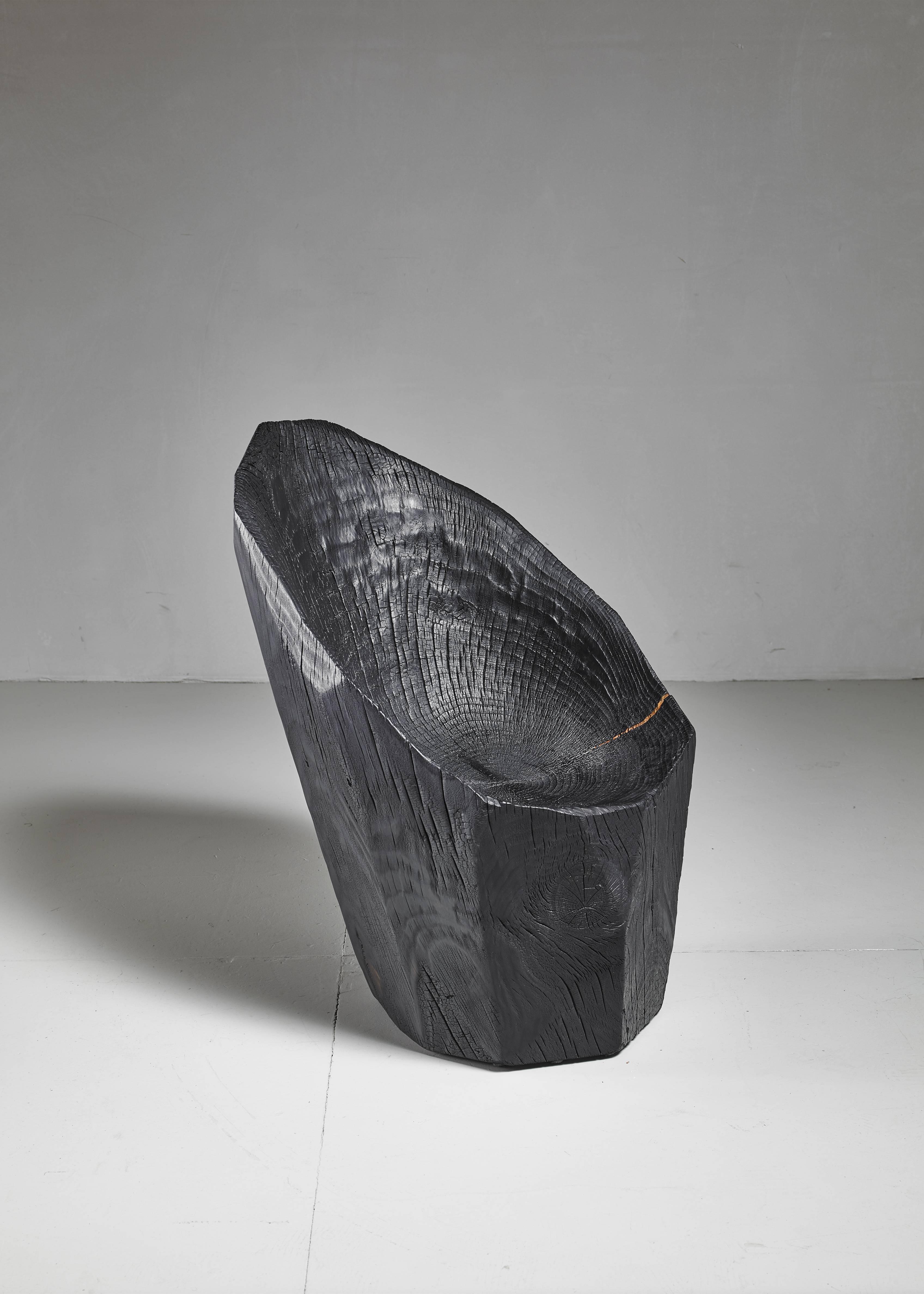 Organic Modern Kaspar Hamacher Blackened Wood Chair, Belgium