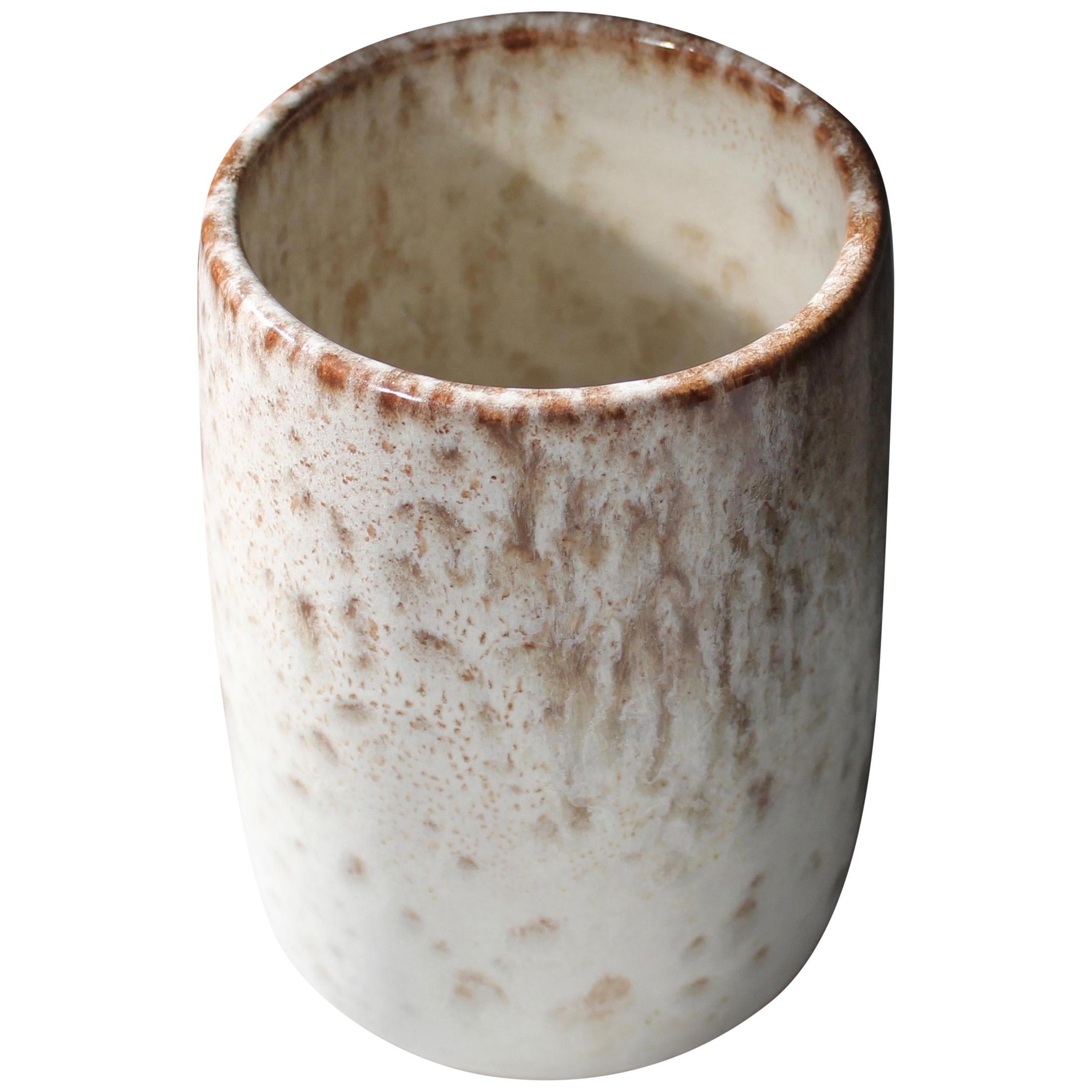 Kasper Würtz Brush Pot Vase in White and Mauve Glaze