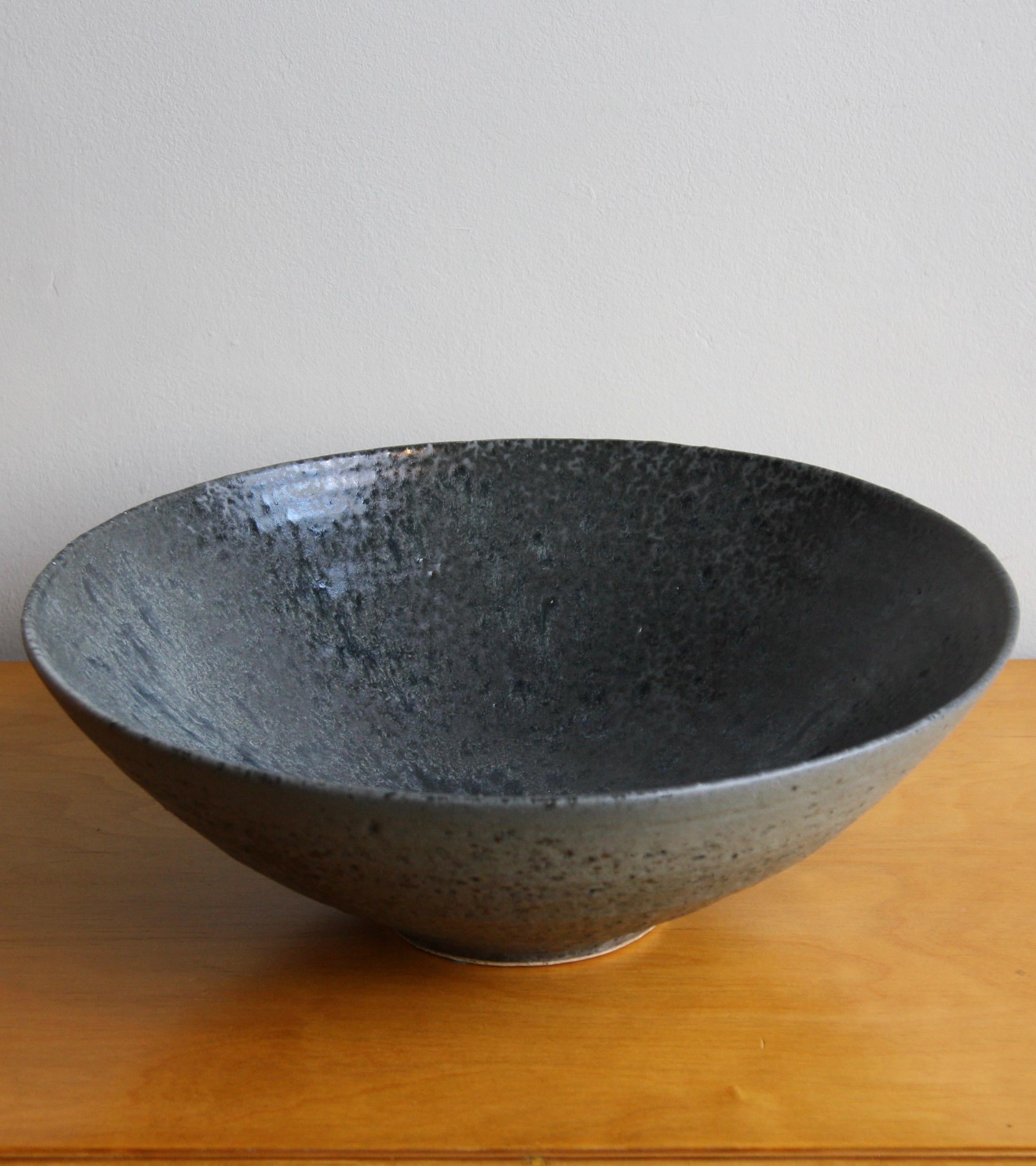 Mid-Century Modern Kasper Würtz One Off Large Stoneware Bowl Black Glaze