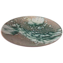 Kasper Würtz One off Stoneware Art Plate Green, White and Orange Glaze