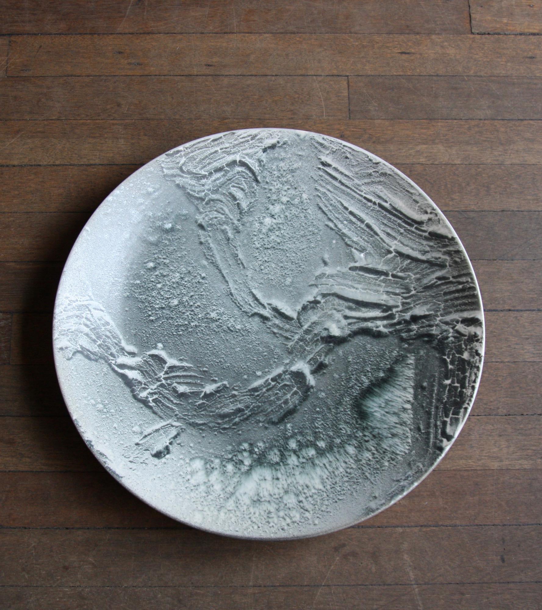 Kasper Würtz One Off Stoneware Art Plate Monochromatic Black Glaze 1