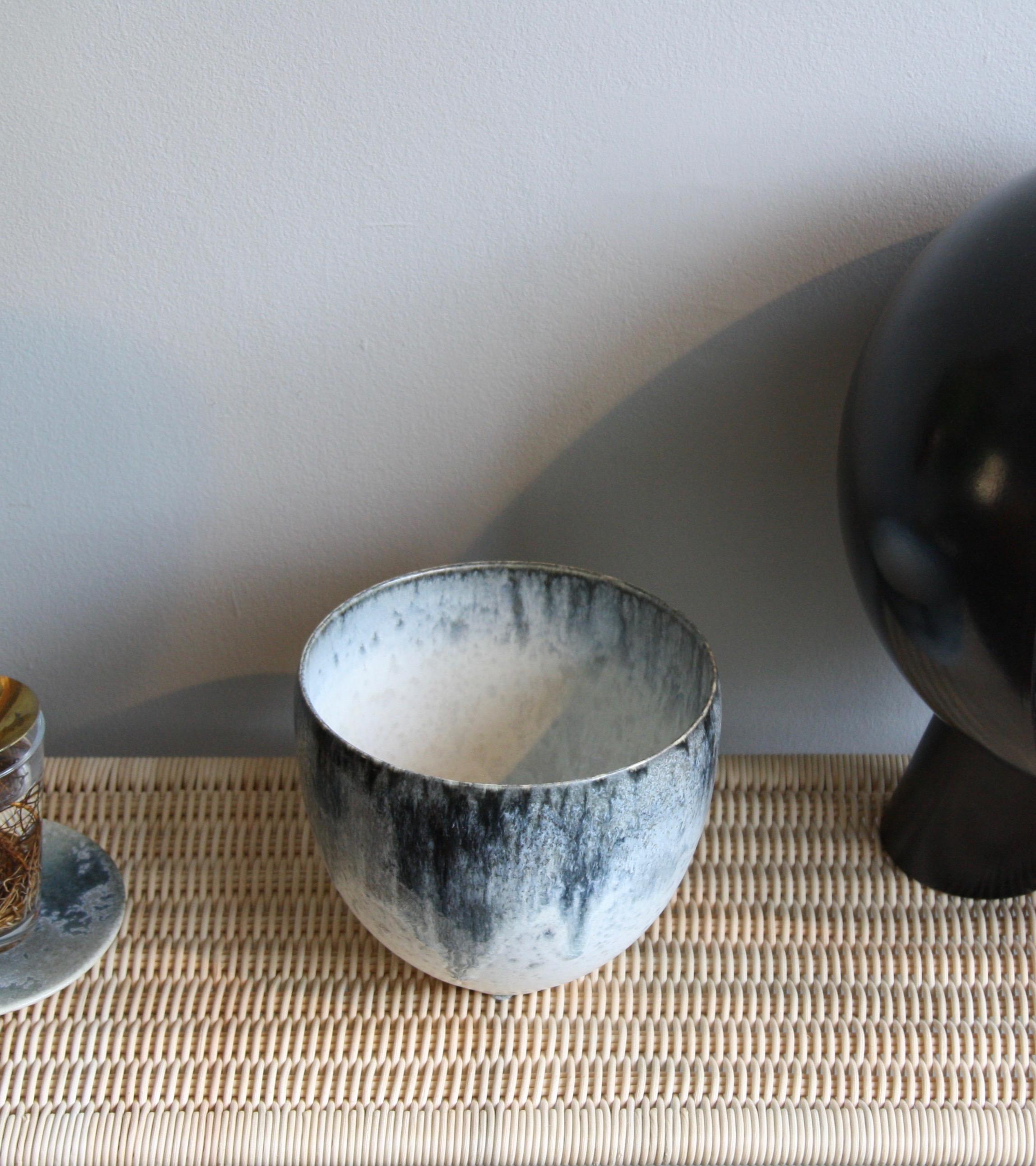 Contemporary Kasper Würtz One off Stoneware Plant Pot Vase Blue and White Glaze