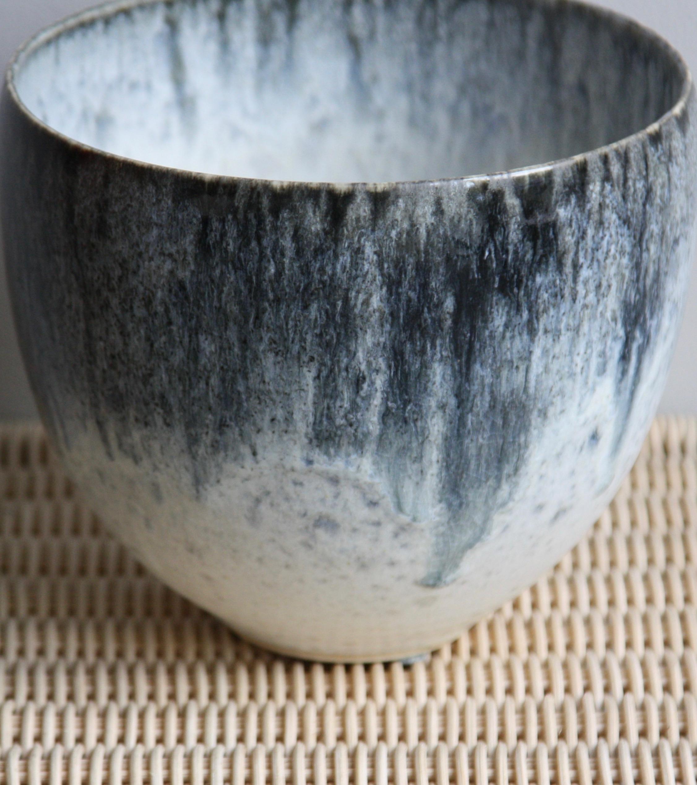 Kasper Würtz One off Stoneware Plant Pot Vase Blue and White Glaze 1