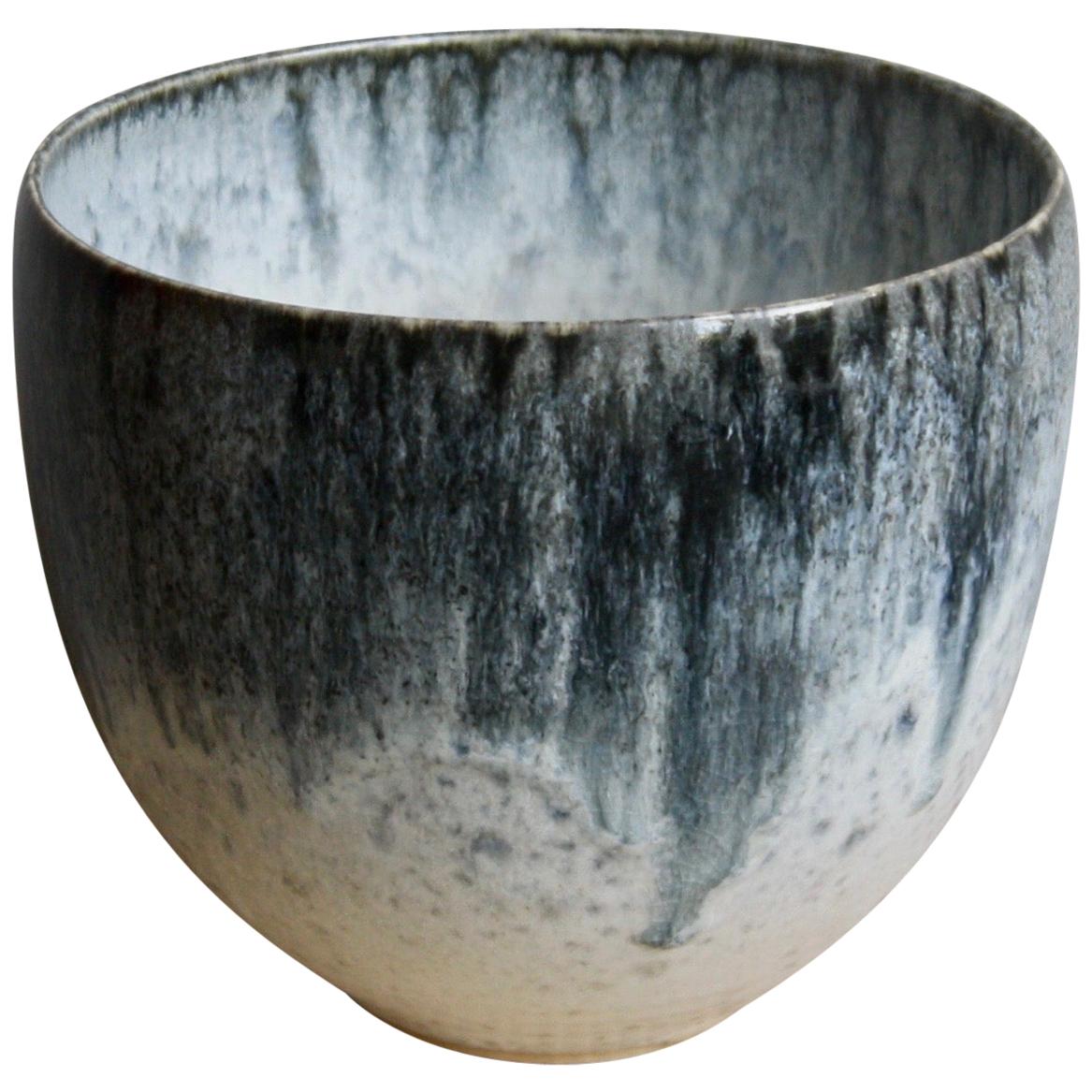 Kasper Würtz One off Stoneware Plant Pot Vase Blue and White Glaze