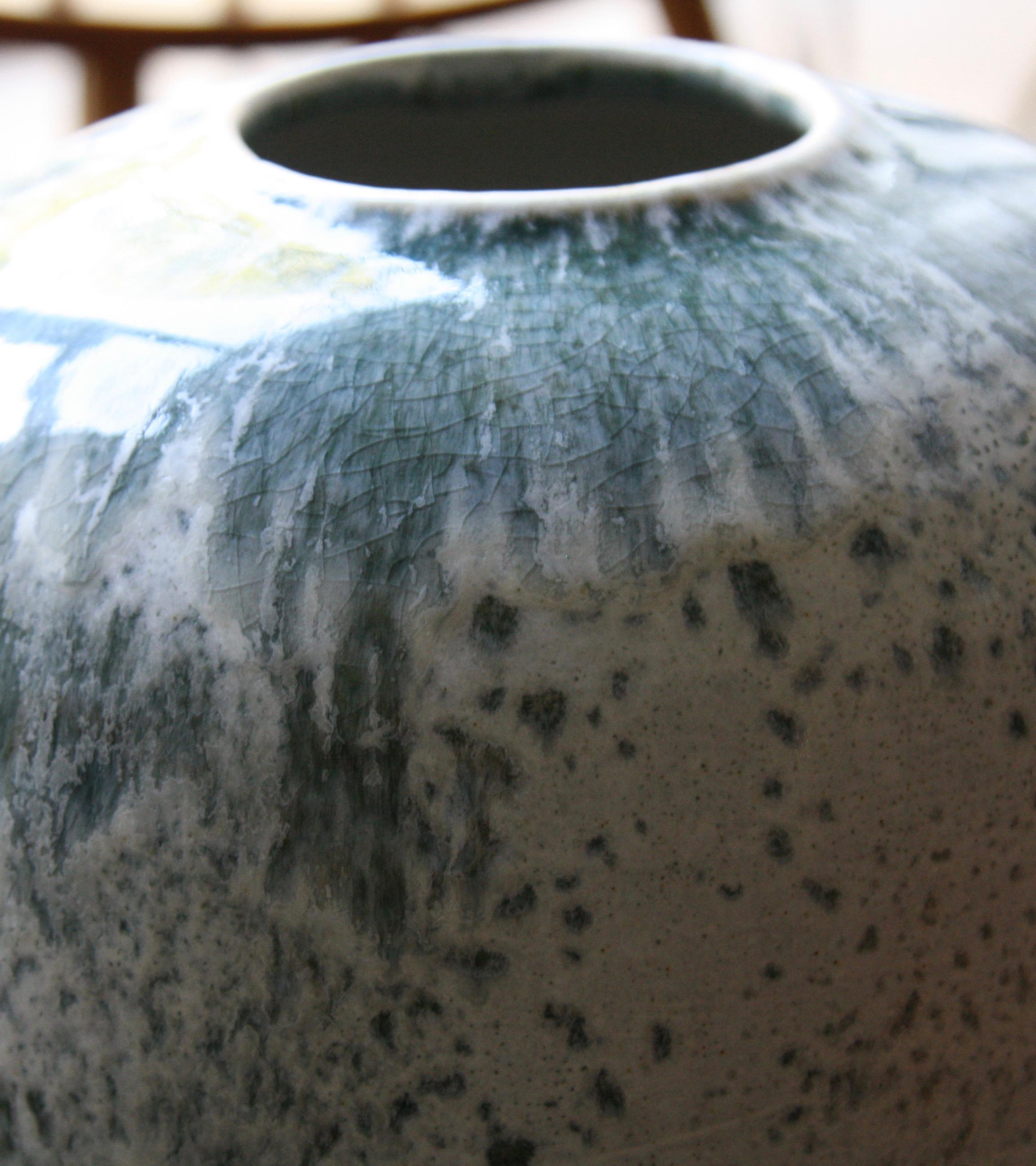 Kasper Würtz One Off Stoneware 'Rising Balloon' Vase #1 Blue and White Glaze 1