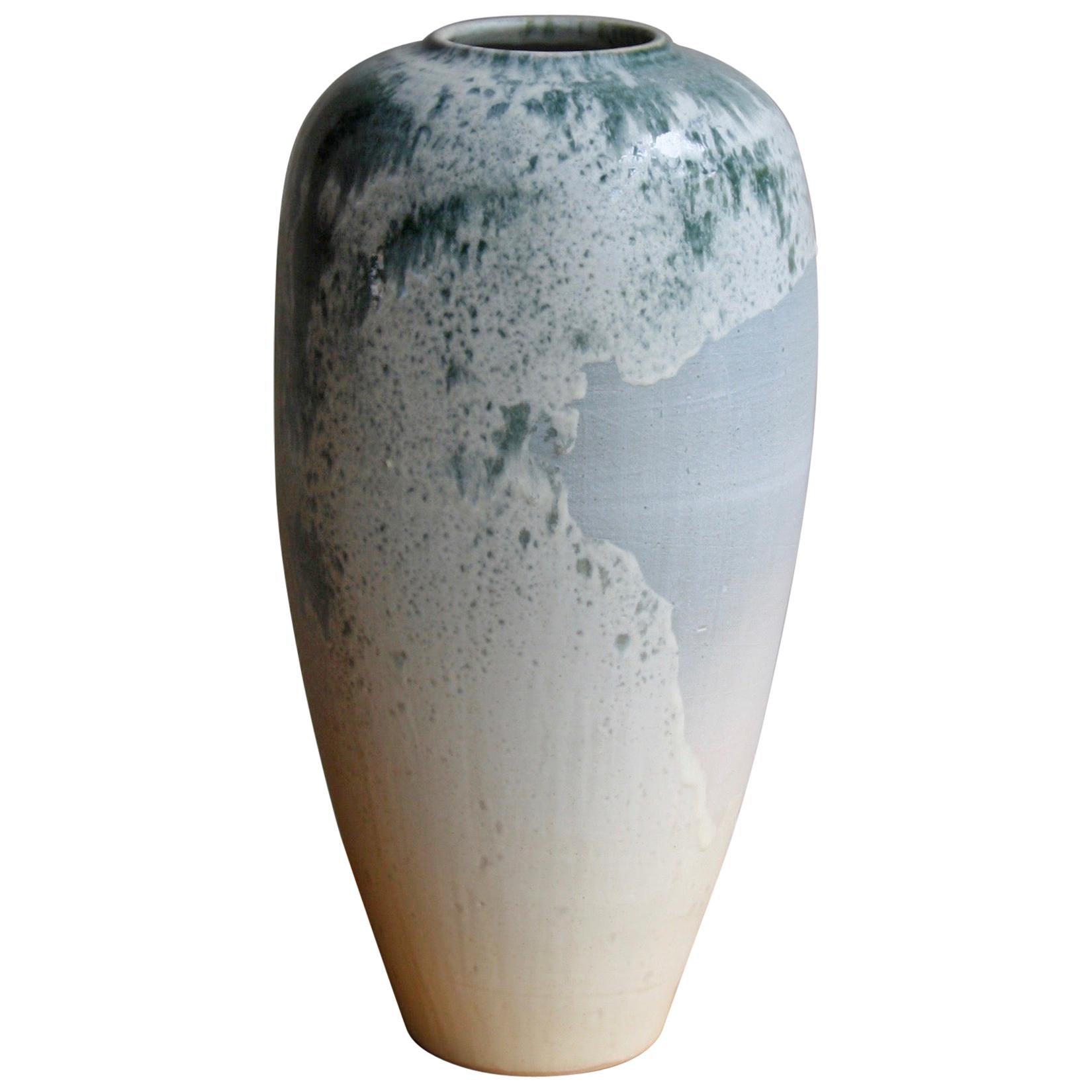 Kasper Würtz One Off Stoneware 'Rising Balloon' Vase #2 Blue & White Glaze