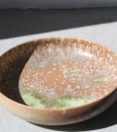 Kasper Würtz Very Large Shallow Bowl in Terracotta & Green Glaze