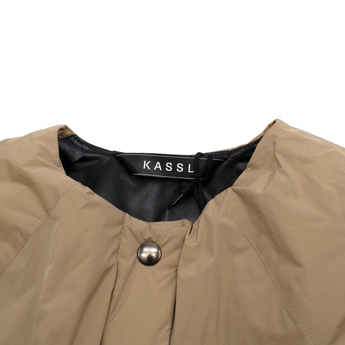 Beige KASSL Editions Nude Coated Taffeta Padded Coat - Size Small For Sale