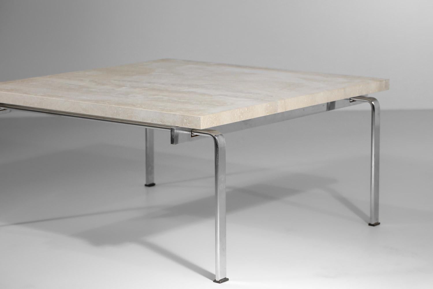 Table basse danoise Kastholm et fabricius en acier et travertin - E057 en vente 3