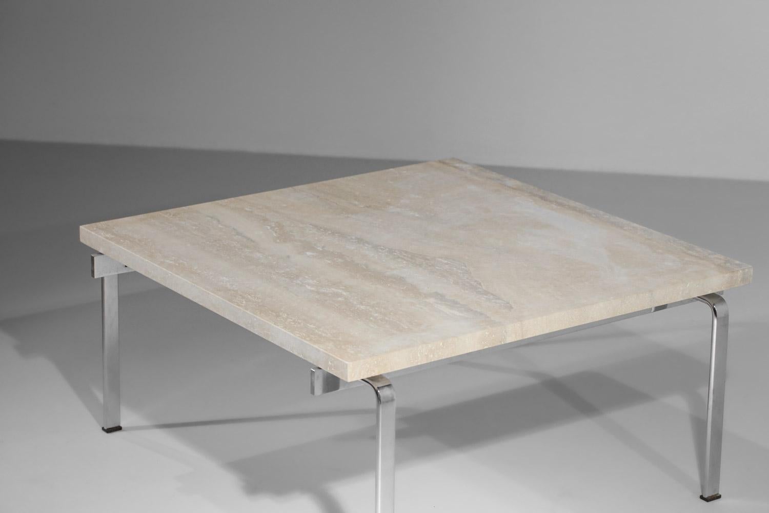 Table basse danoise Kastholm et fabricius en acier et travertin - E057 en vente 4