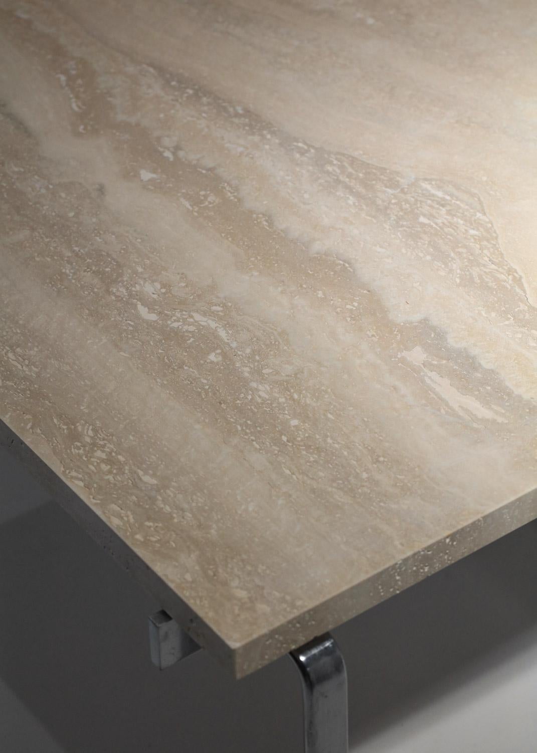 Table basse danoise Kastholm et fabricius en acier et travertin - E057 en vente 6