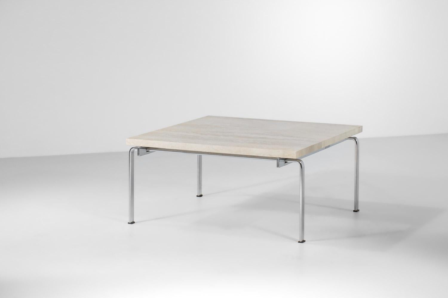 Table basse danoise Kastholm et fabricius en acier et travertin - E057 en vente 7