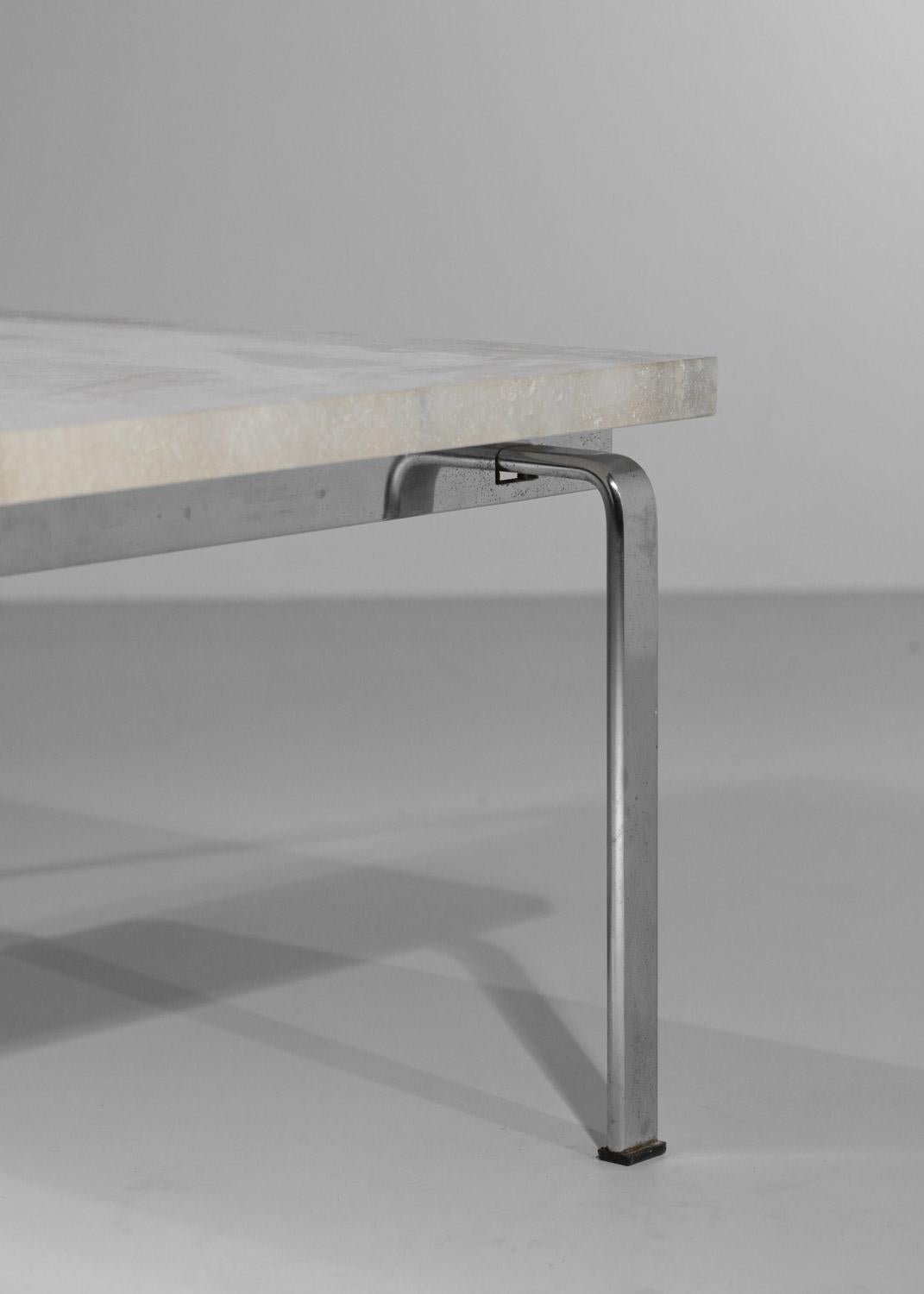 Fin du 20e siècle Table basse danoise Kastholm et fabricius en acier et travertin - E057 en vente