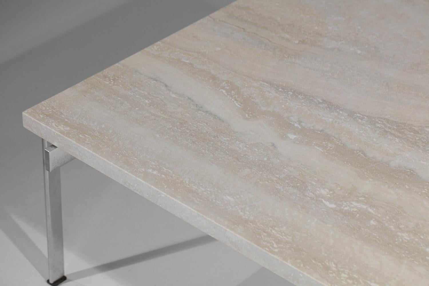 Table basse danoise Kastholm et fabricius en acier et travertin - E057 en vente 1
