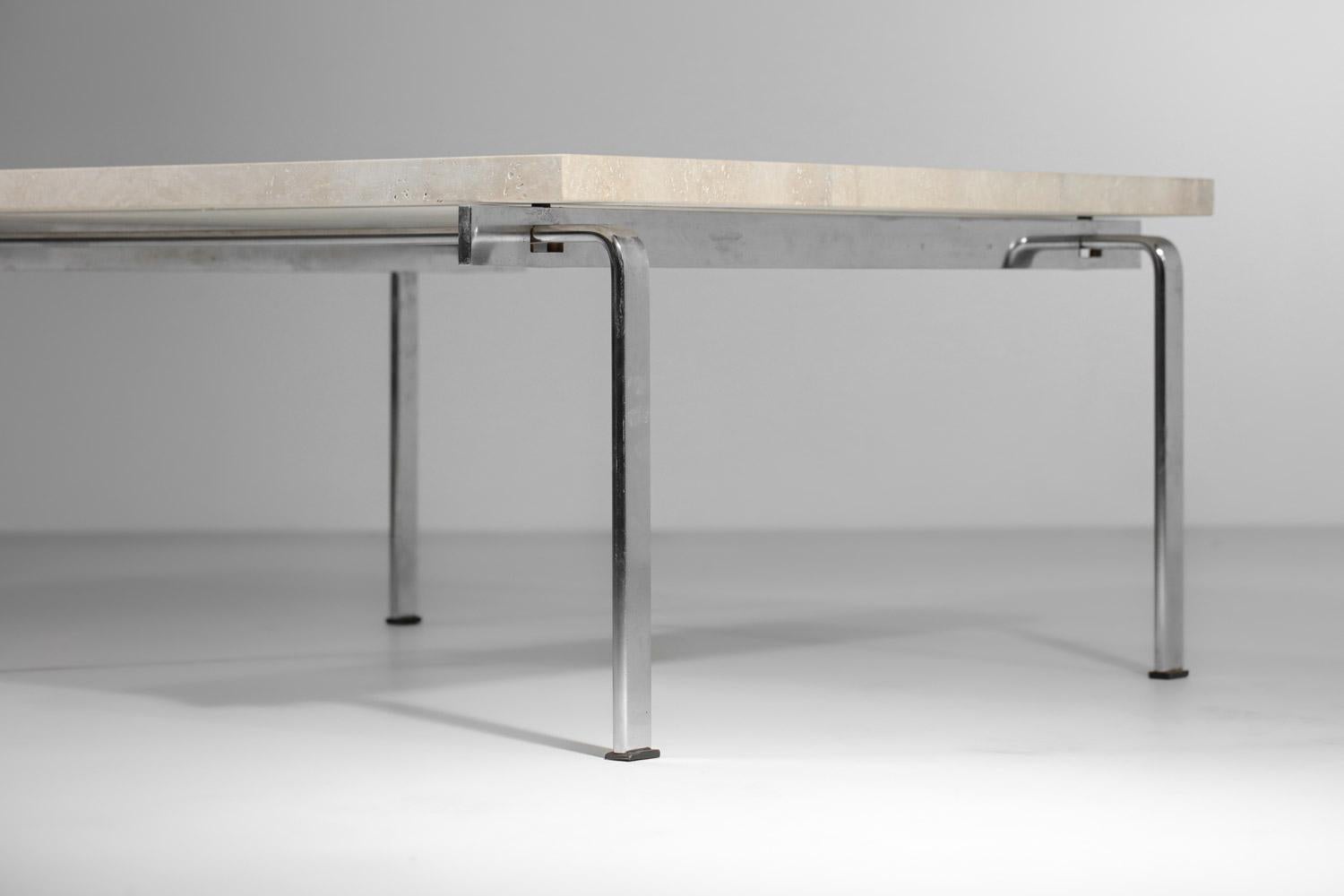 Table basse danoise Kastholm et fabricius en acier et travertin - E057 en vente 2