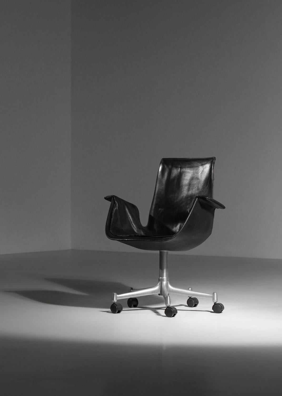 Milieu du XXe siècle Siège de bureau en cuir noir Kastholm & Fabricius pour Kill International en vente