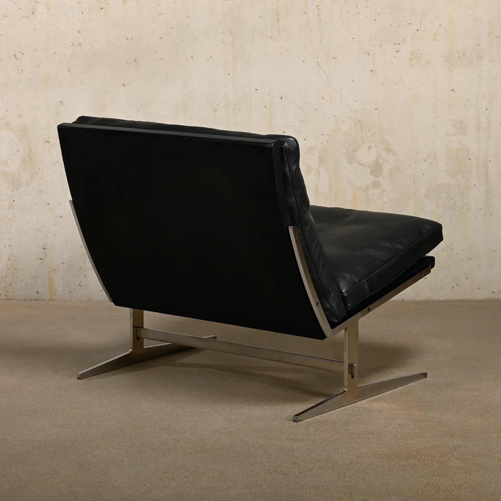 Kastholm & Fabricius BO-561 Lounge Chair in Black Leather by Bo-Ex, Denmark In Good Condition In Amsterdam, NL