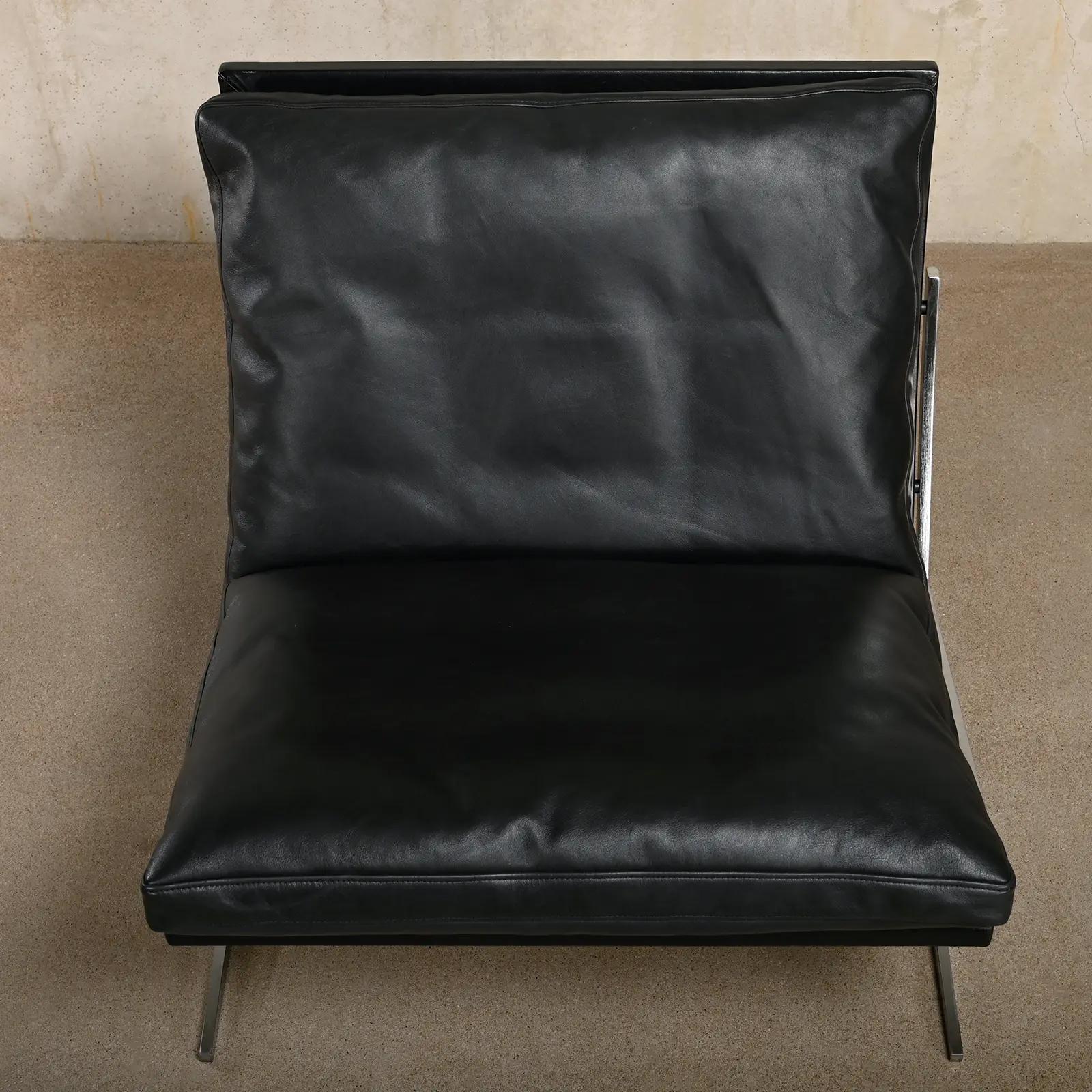 Kastholm & Fabricius BO-561 Lounge Chair in Black Leather by Bo-Ex, Denmark 1