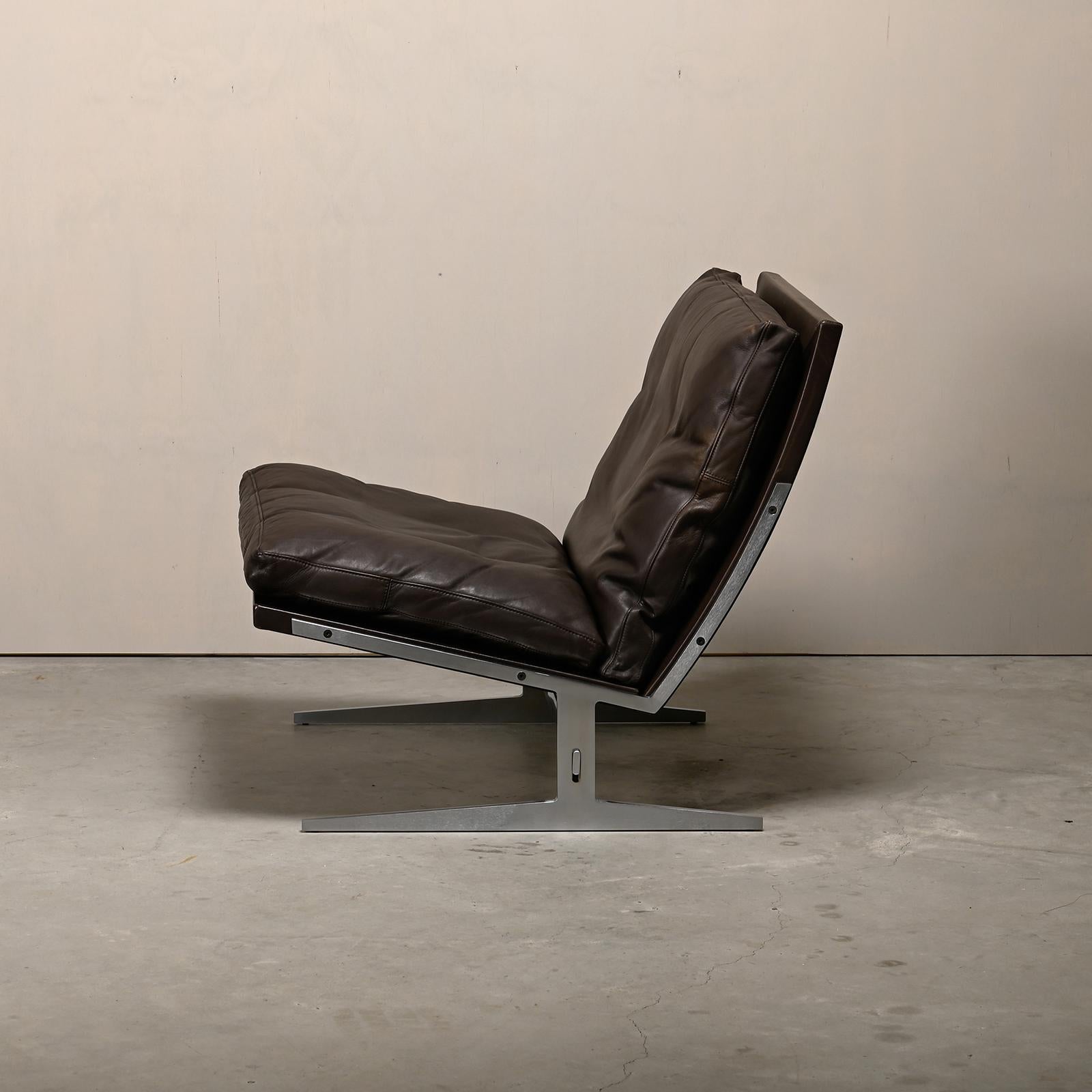 Scandinavian Modern Kastholm & Fabricius BO-561 Lounge Chair in Chocolate Brown Leather by Bo-Ex For Sale