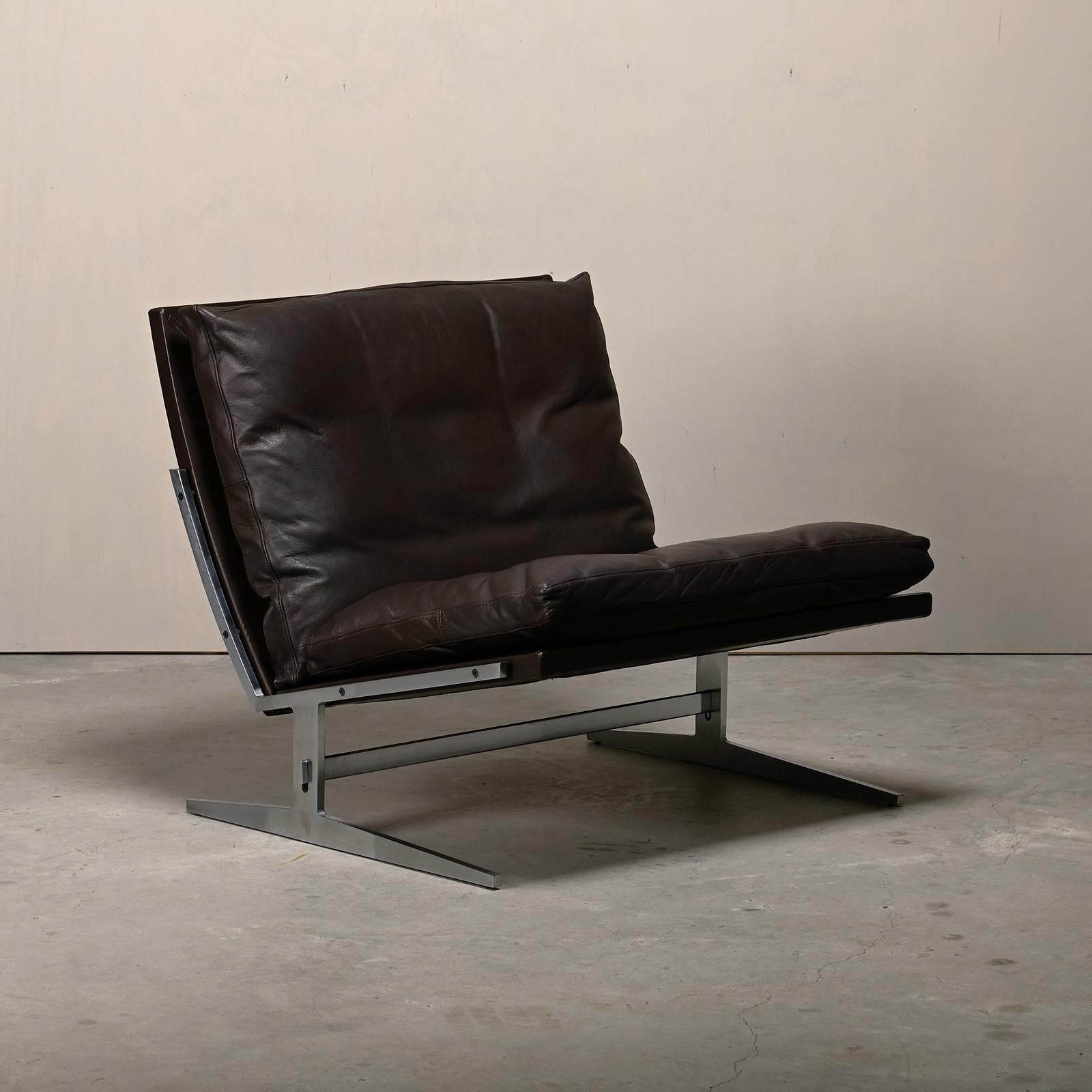 Mid-20th Century Kastholm & Fabricius BO-561 Lounge Chair in Chocolate Brown Leather by Bo-Ex For Sale