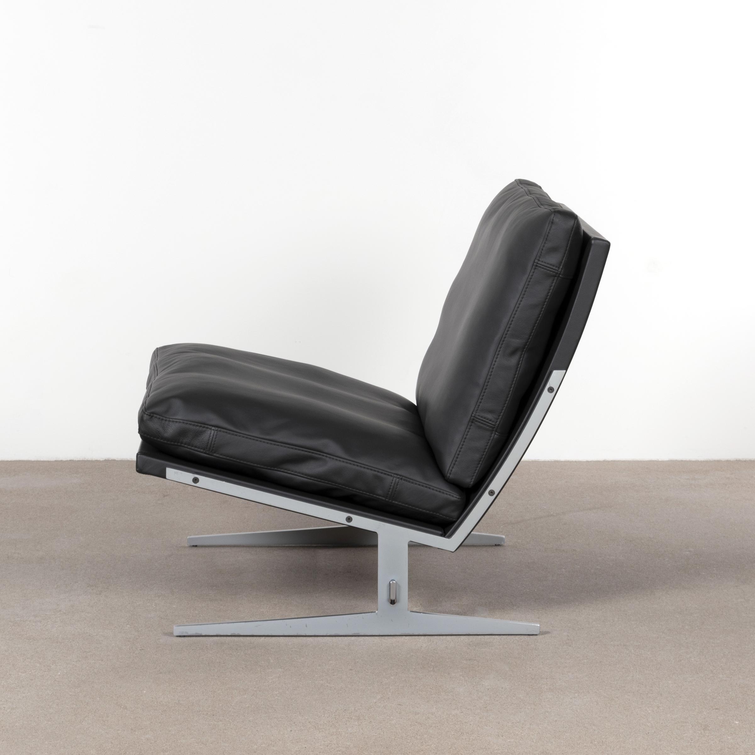 Steel Kastholm & Fabricius BO-561 Lounge Chair in Dark Green Leather by Bo-Ex Denmark
