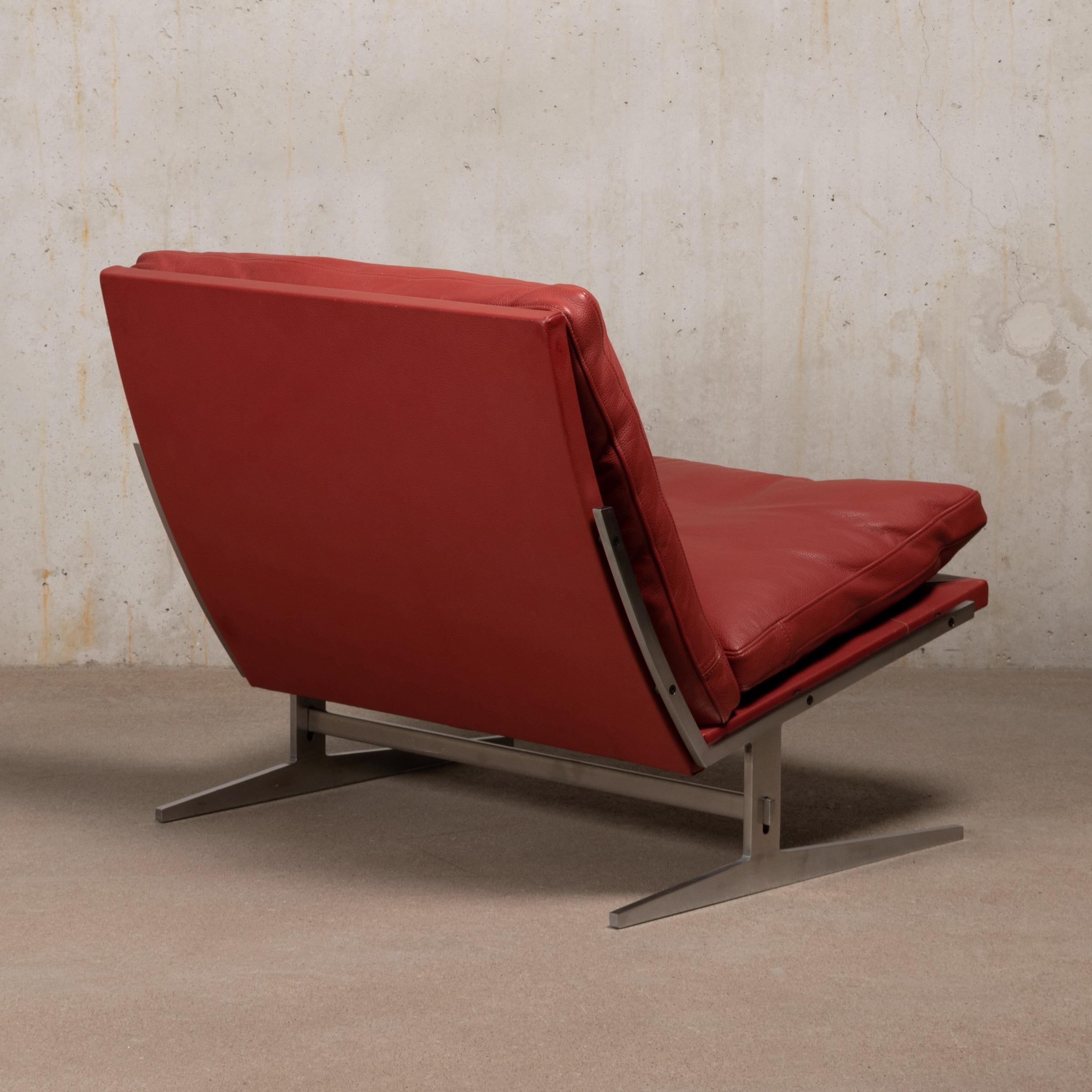 Danish Kastholm & Fabricius BO-561 Lounge Chair in Ruby Red Leather by Bo-Ex Denmark