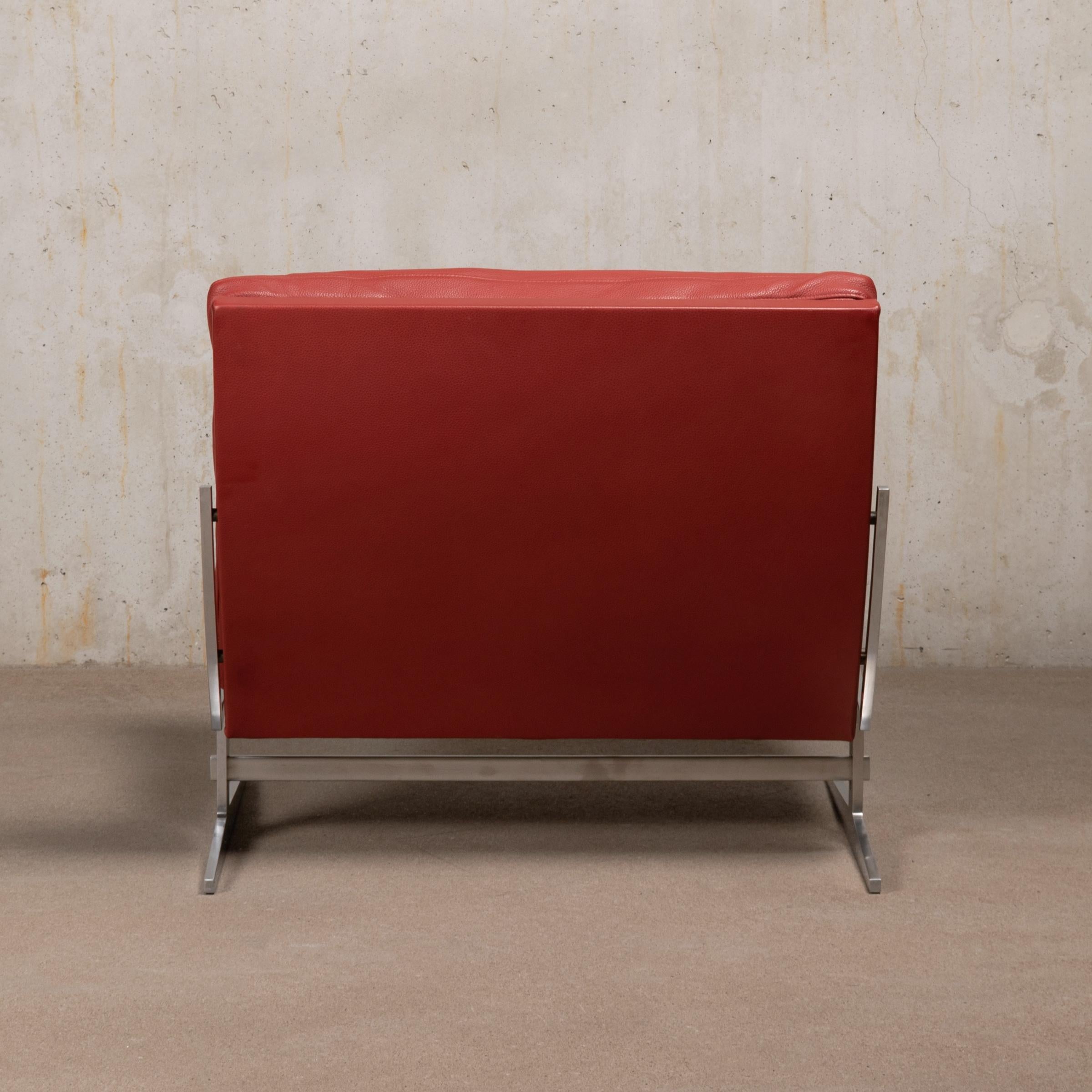 Polished Kastholm & Fabricius BO-561 Lounge Chair in Ruby Red Leather by Bo-Ex Denmark