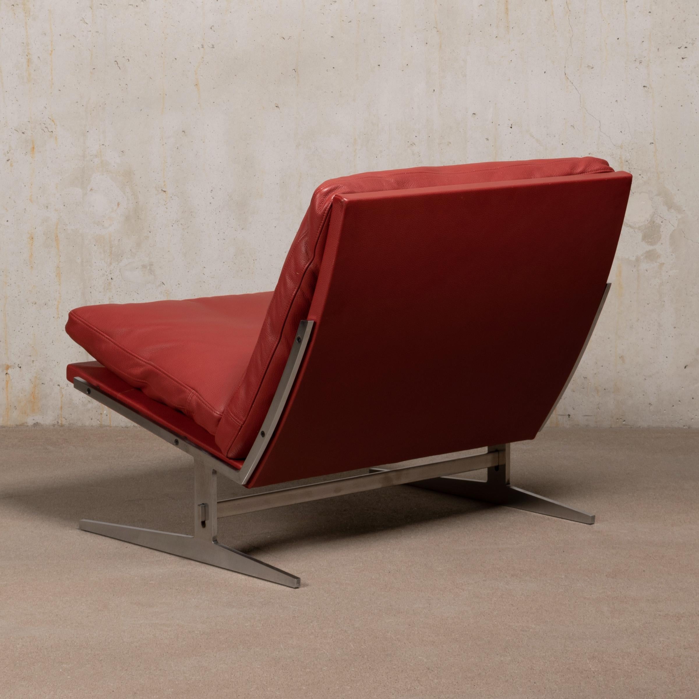 Kastholm & Fabricius BO-561 Lounge Chair in Ruby Red Leather by Bo-Ex Denmark In Good Condition In Amsterdam, NL