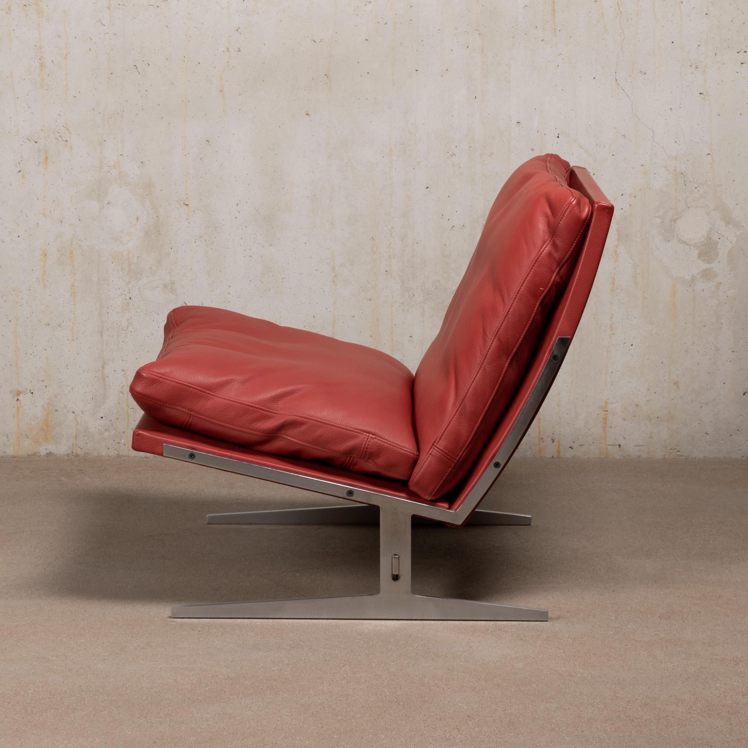 Mid-20th Century Kastholm & Fabricius BO-561 Lounge Chair in Ruby Red Leather by Bo-Ex Denmark