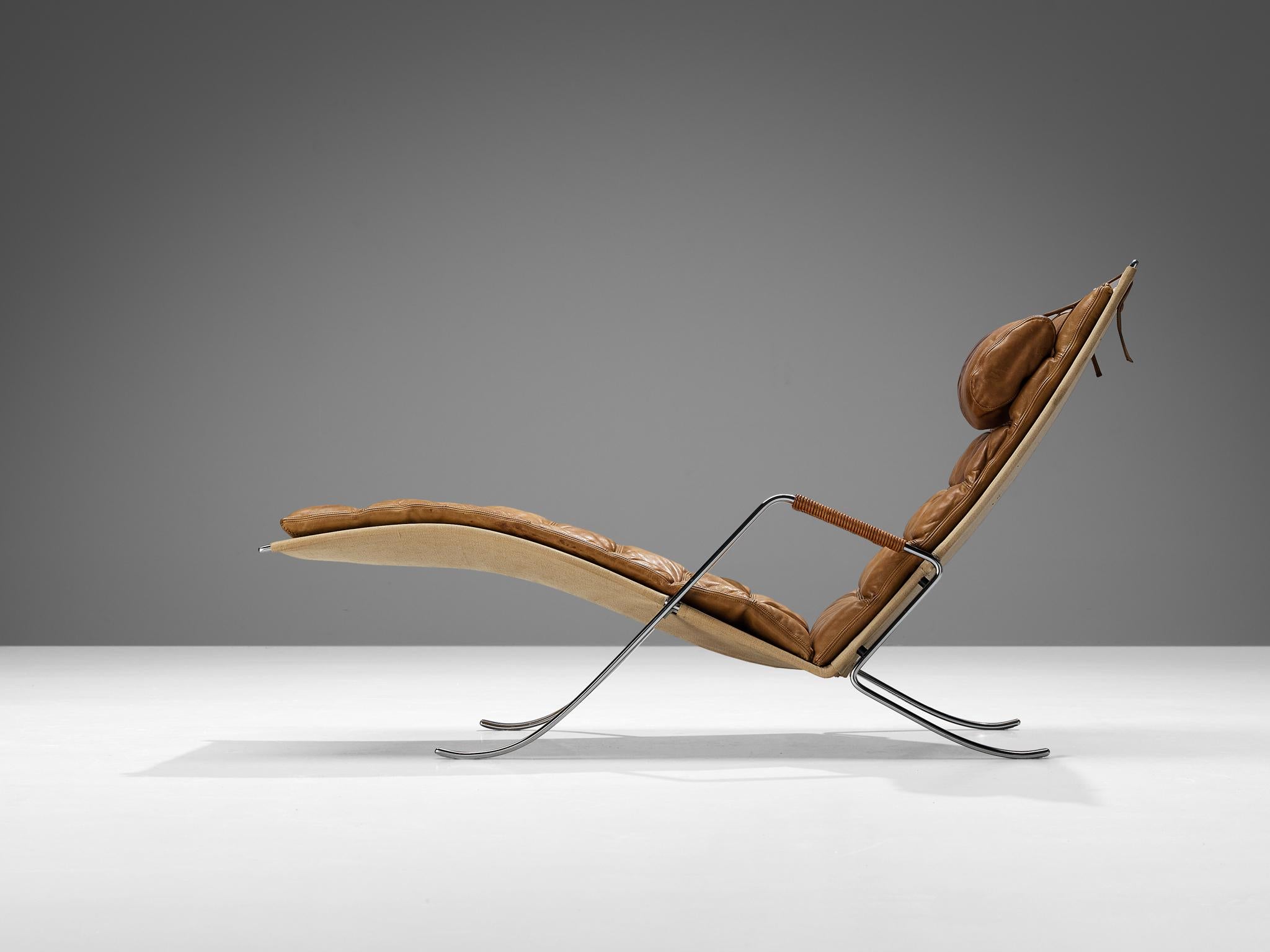 Mid-Century Modern Kastholm & Fabricius Early 'Grasshopper' Lounge Chair in Cognac Leather
