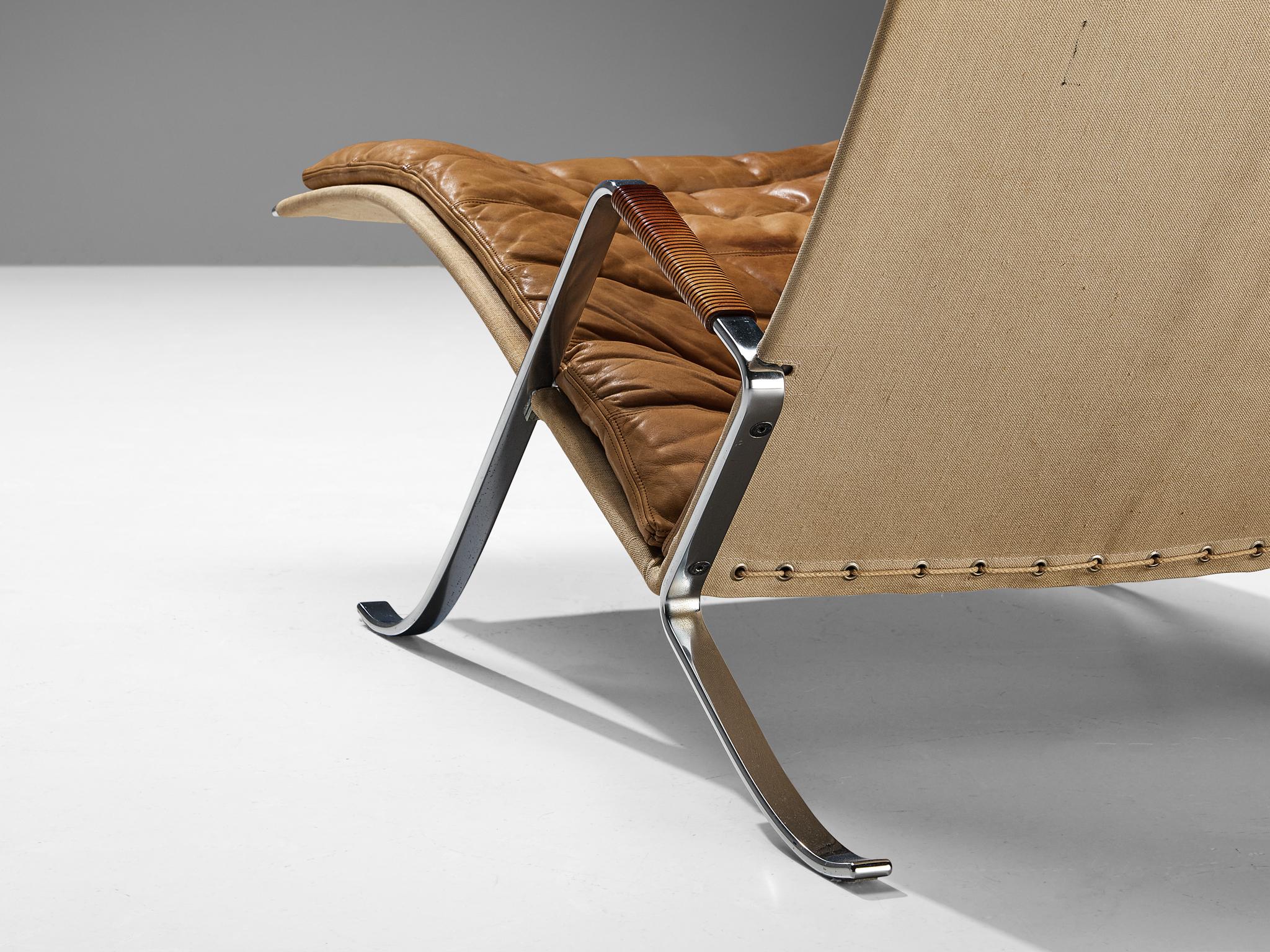 German Kastholm & Fabricius Early 'Grasshopper' Lounge Chair in Cognac Leather