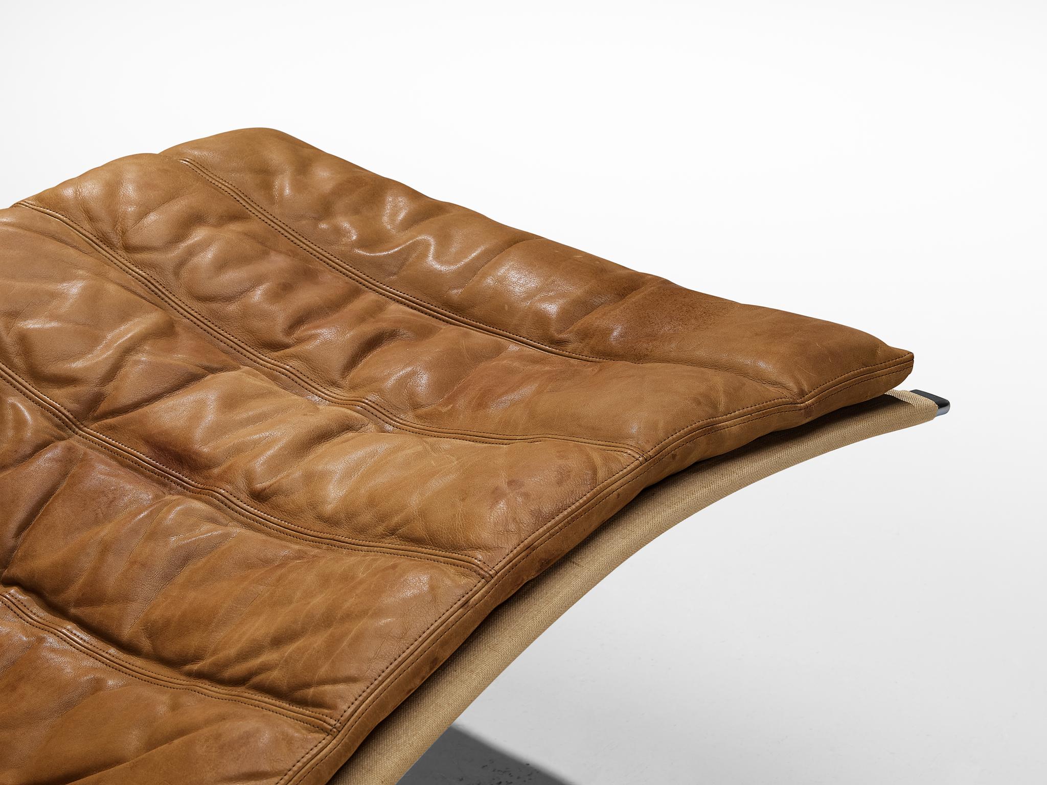 German Kastholm & Fabricius Early 'Grasshopper' Lounge Chair in Cognac Leather