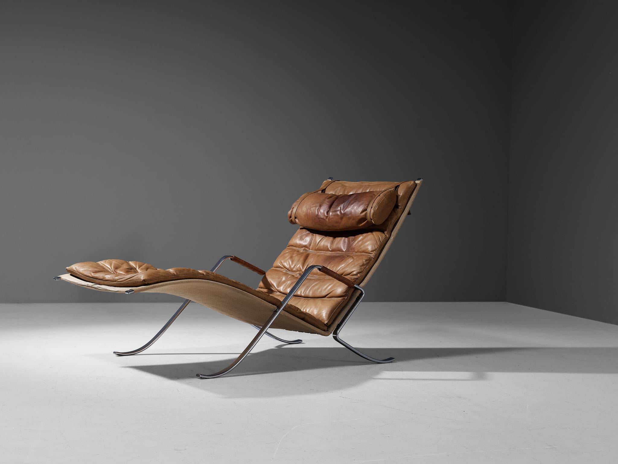 Mid-20th Century Kastholm & Fabricius Early 'Grasshopper' Lounge Chair in Cognac Leather For Sale