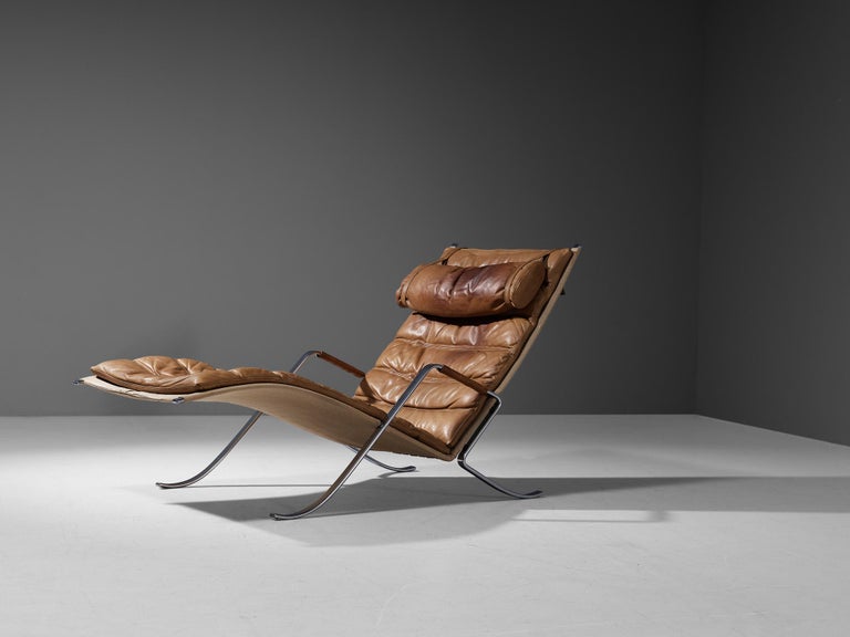 Mid-20th Century Kastholm & Fabricius Early 'Grasshopper' Lounge Chair in Cognac Leather For Sale