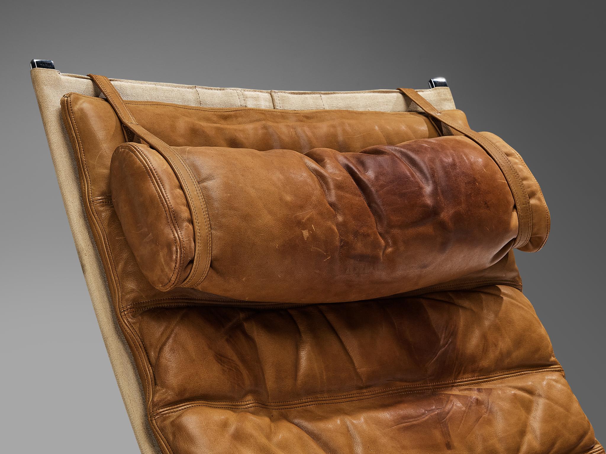 Kastholm & Fabricius Early 'Grasshopper' Lounge Chair in Cognac Leather In Good Condition In Waalwijk, NL