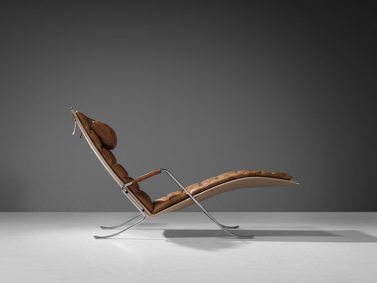 Kastholm & Fabricius Early 'Grasshopper' Lounge Chair in Cognac Leather For Sale 1