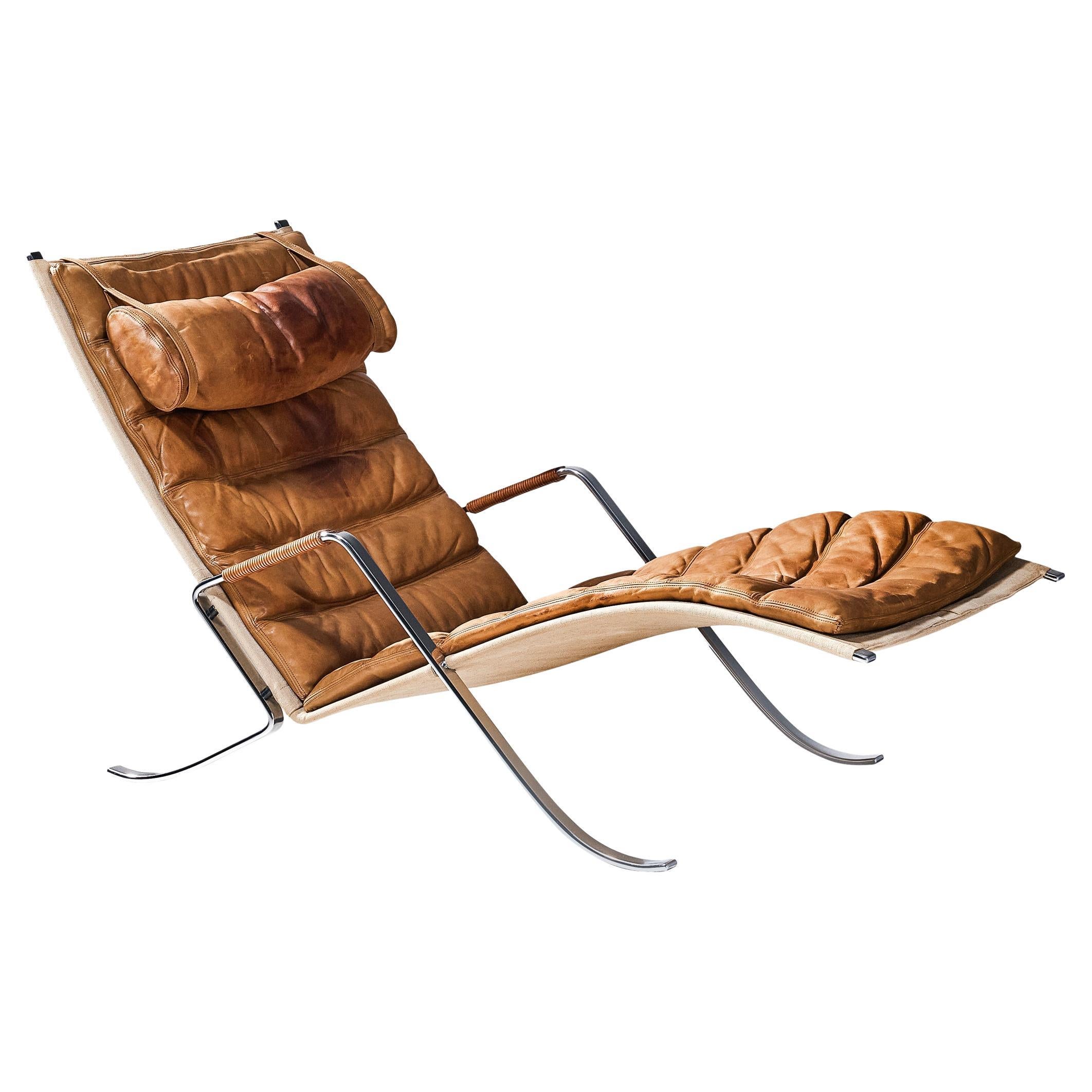 Kastholm & Fabricius Early 'Grasshopper' Lounge Chair in Cognac Leather For Sale