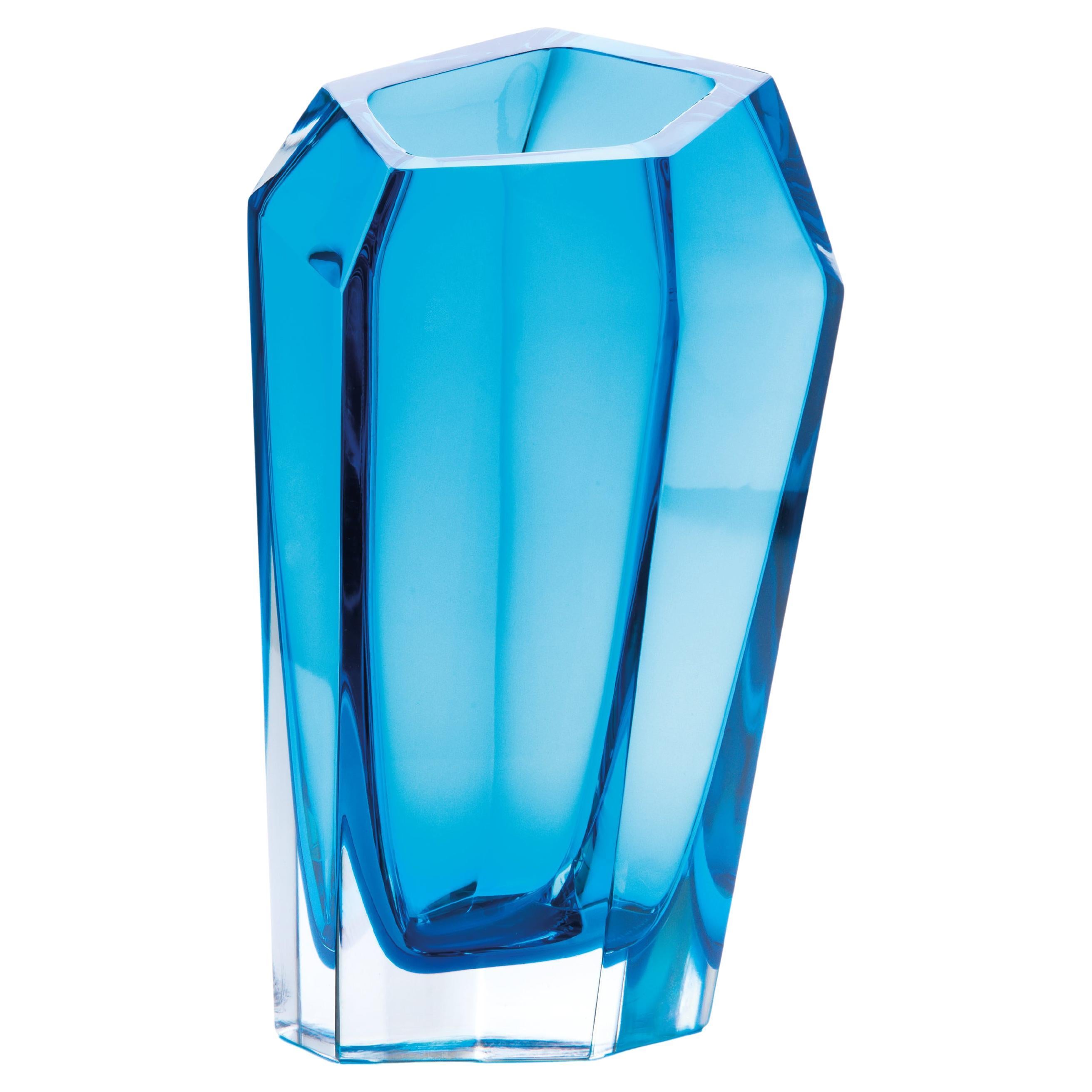 Petit vase bleu Kastle de Purho en vente