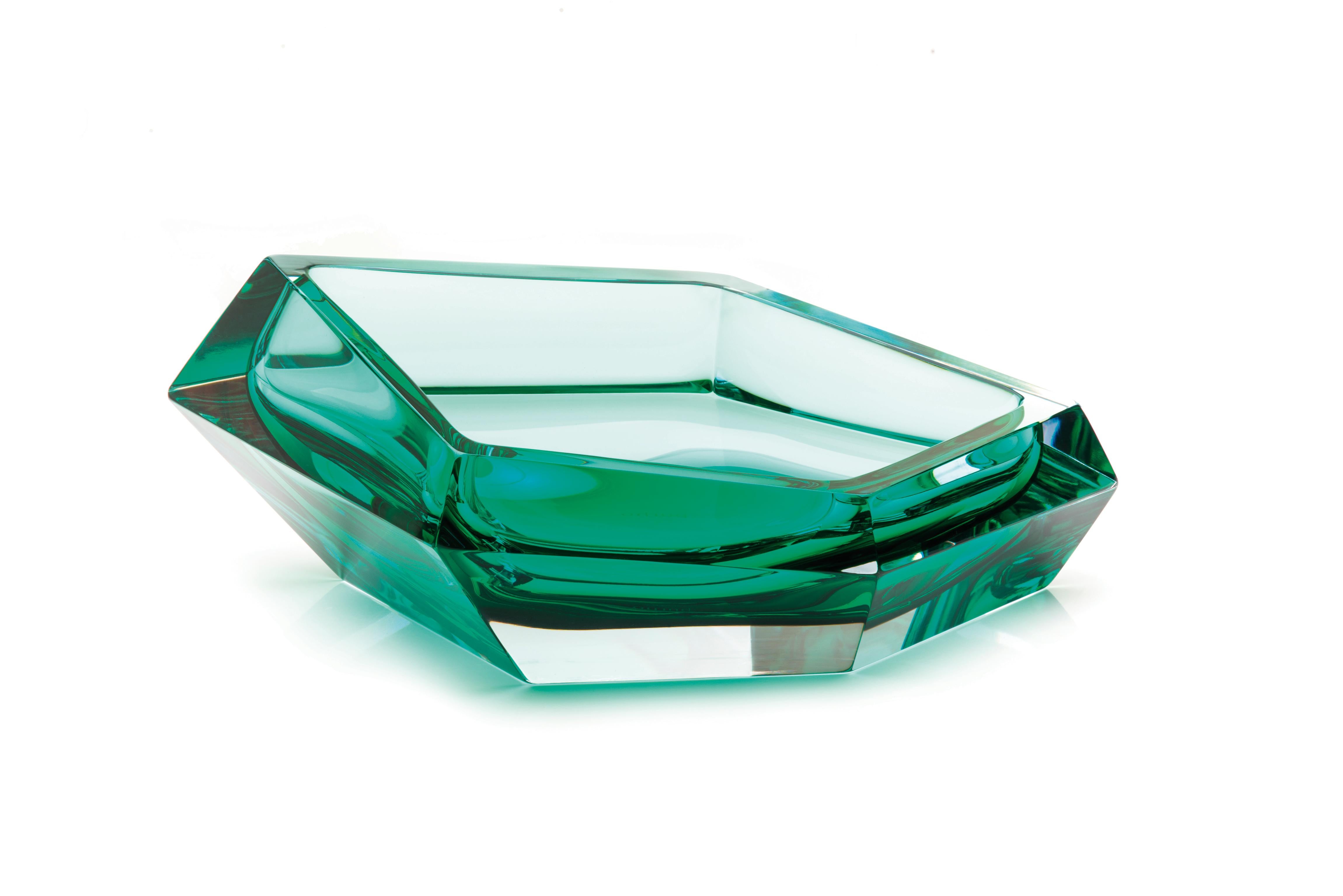 Kastle green large bowl by Purho
Dimensions: D40 x W30 x H14cm
Materials: Glass
Other colours and dimensions are available.

Purho is a new protagonist of made in Italy design , a work of synthesis, a research that has lasted for years, an