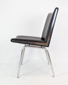 Juego De 2 Sillas Kastrup Modelo CH401 De Piel Negra Por Hans J. Wegner
