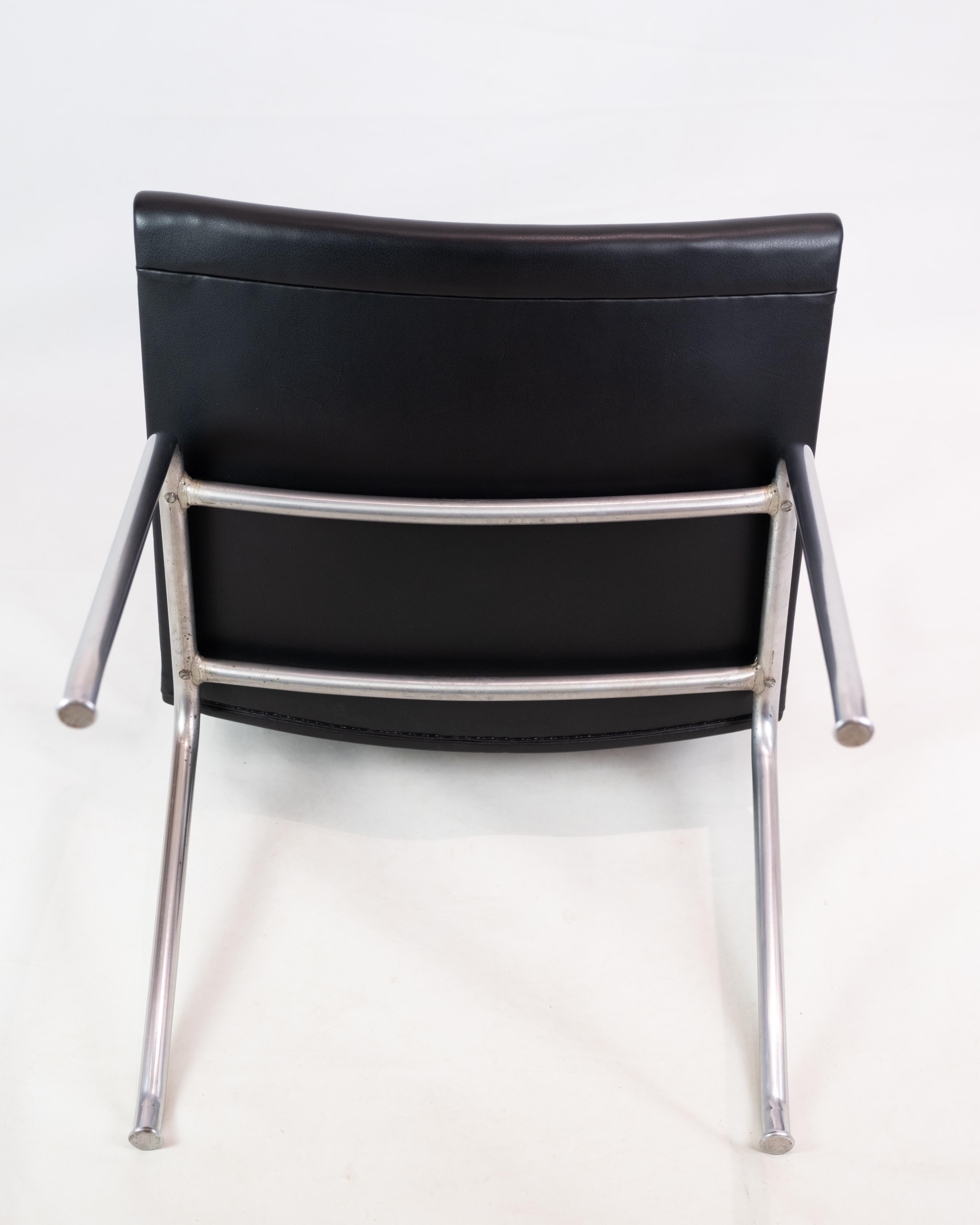 Kastrup Chair in Black Leather Model CH401 By Hans J. Wegner & Carl Hansen & Søn In Good Condition For Sale In Lejre, DK