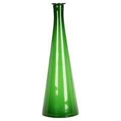 Kastrup Danish Mid-Century Otto Bauer White Cased Green Glass Vase 